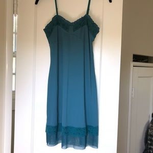 Anthropologie/Eloise Teal Lace Slip Style Dress